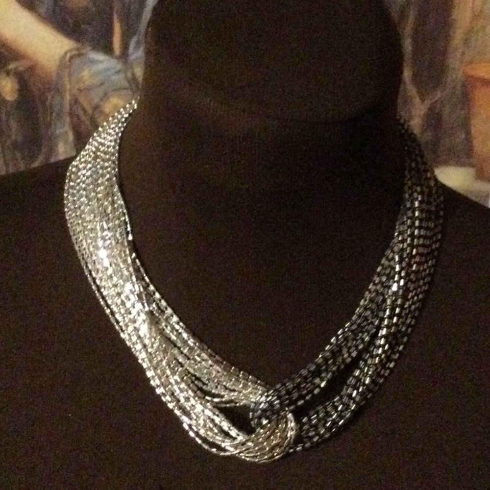 Two Tone Twisted Metal Chain Necklace
